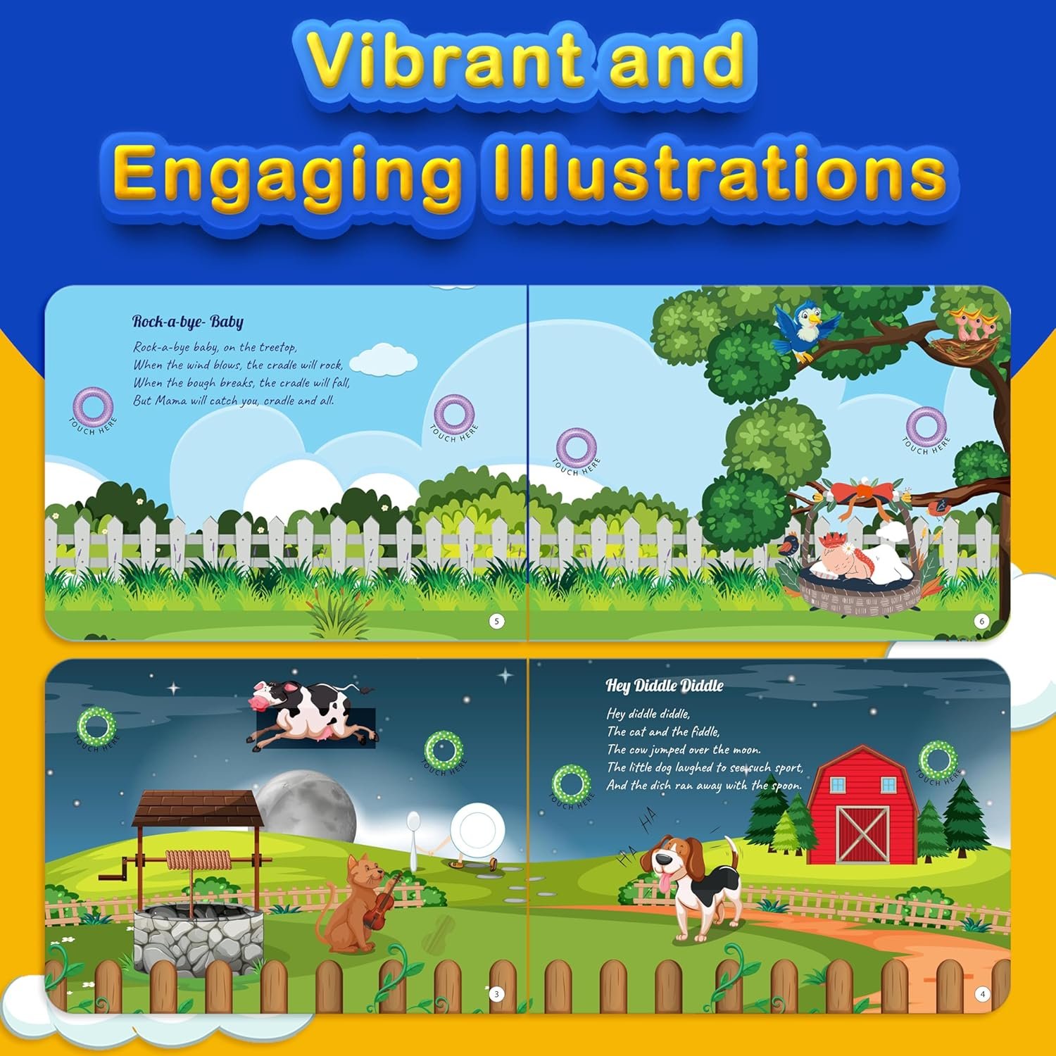 Kiddale 28 Musical Sounds Book|8 Classical Audio Nursery Rhymes Learning|Interactive & Intelligence Book|Alternative to Mobile Phones & Laptops for Kids|Best Gift for 1,2,3 Year Kids, Pink - Image 3