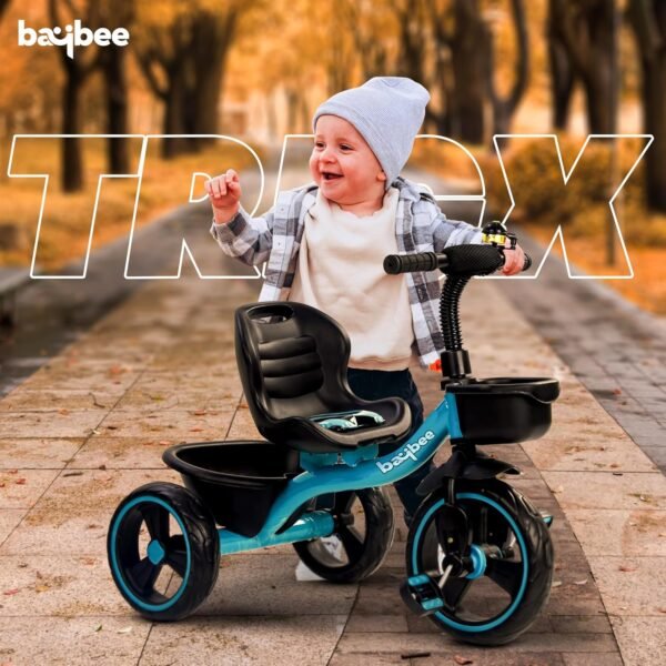 Baybee TRIGx Baby Tricycle for Kids | Smart Balanced Baby Trikes with Comfort Seat, Front & Back Storage Baskets & Eva Wheels | Children Bicycle for Kid | Kids Cycle for 2-5 Years Boy Girl (Blue) - Image 2