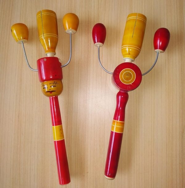 Channapatna Toys Wooden Rattle Toys for New Born Babies/Infants (0+ Years) - Set of 2 pcs - Multicolor - Discover Sounds, Develops Sensory Skills - Image 2