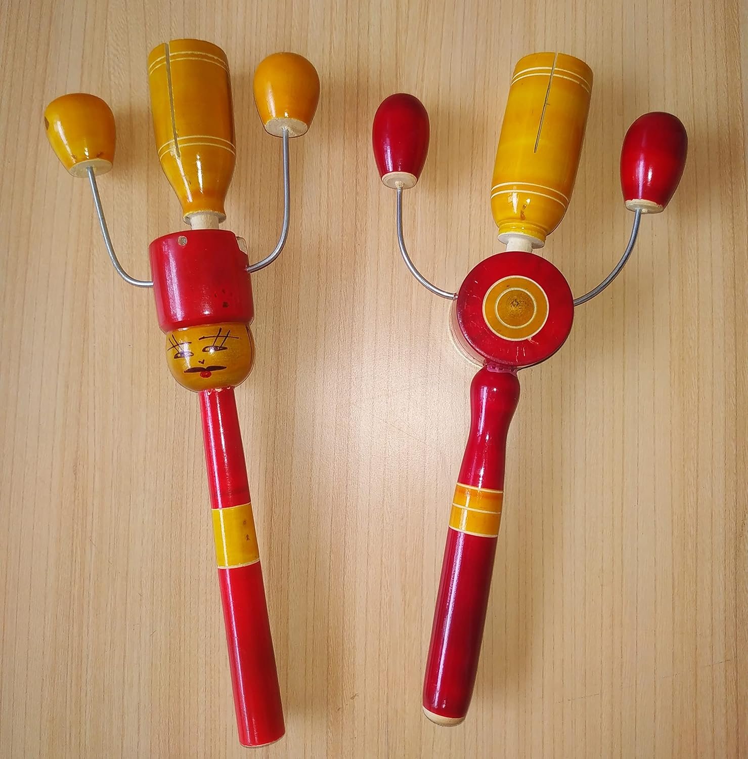 Channapatna Toys Wooden Rattle Toys for New Born Babies/Infants (0+ Years) - Set of 2 pcs - Multicolor - Discover Sounds, Develops Sensory Skills - Image 2