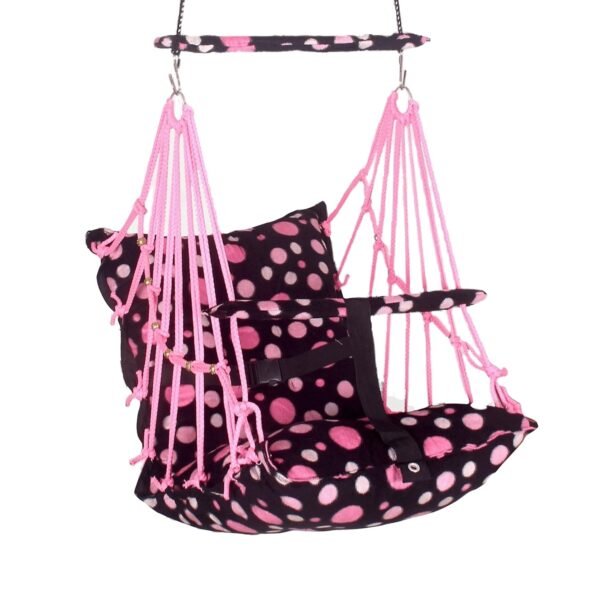 Baby Swing for Kids Cotton Swing Chair for Kids julla Baby\'s Children Folding and Washable 1-5 Years with Safety Belt/Home, Garden Jhula for Babies Cradle | (A. Pink Round) - Image 4