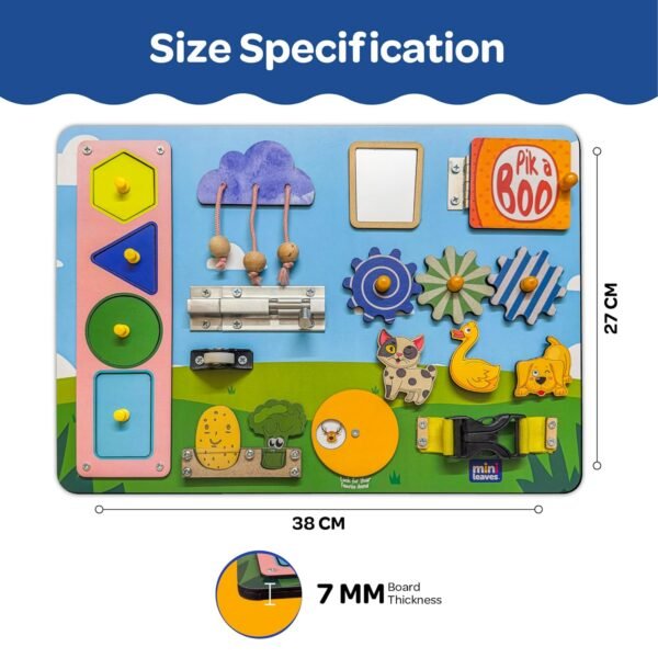 Wooden Busy Board for Toddlers 1-3 Years - Montessori Sensory Toys, 11 Educational Activities - Durable & Safe, Books for 2 Year Old, 2 Years Kids Activity Toys - Image 2
