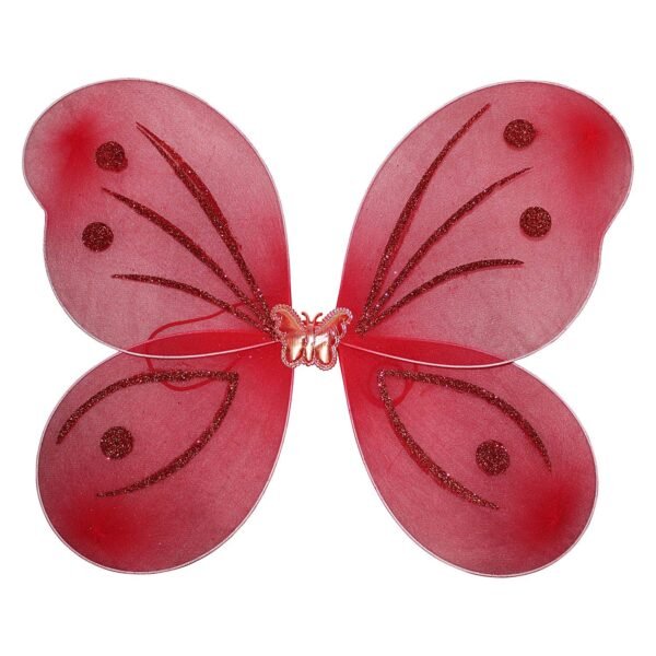 Fairy Butterfly Wings with Matching Hair Band and Magic Wand Costume for Baby Girls Birthday Party/Princess Accessories/Party Gift for Kids/Party Supplies (Pack of 1,Red) - Image 5