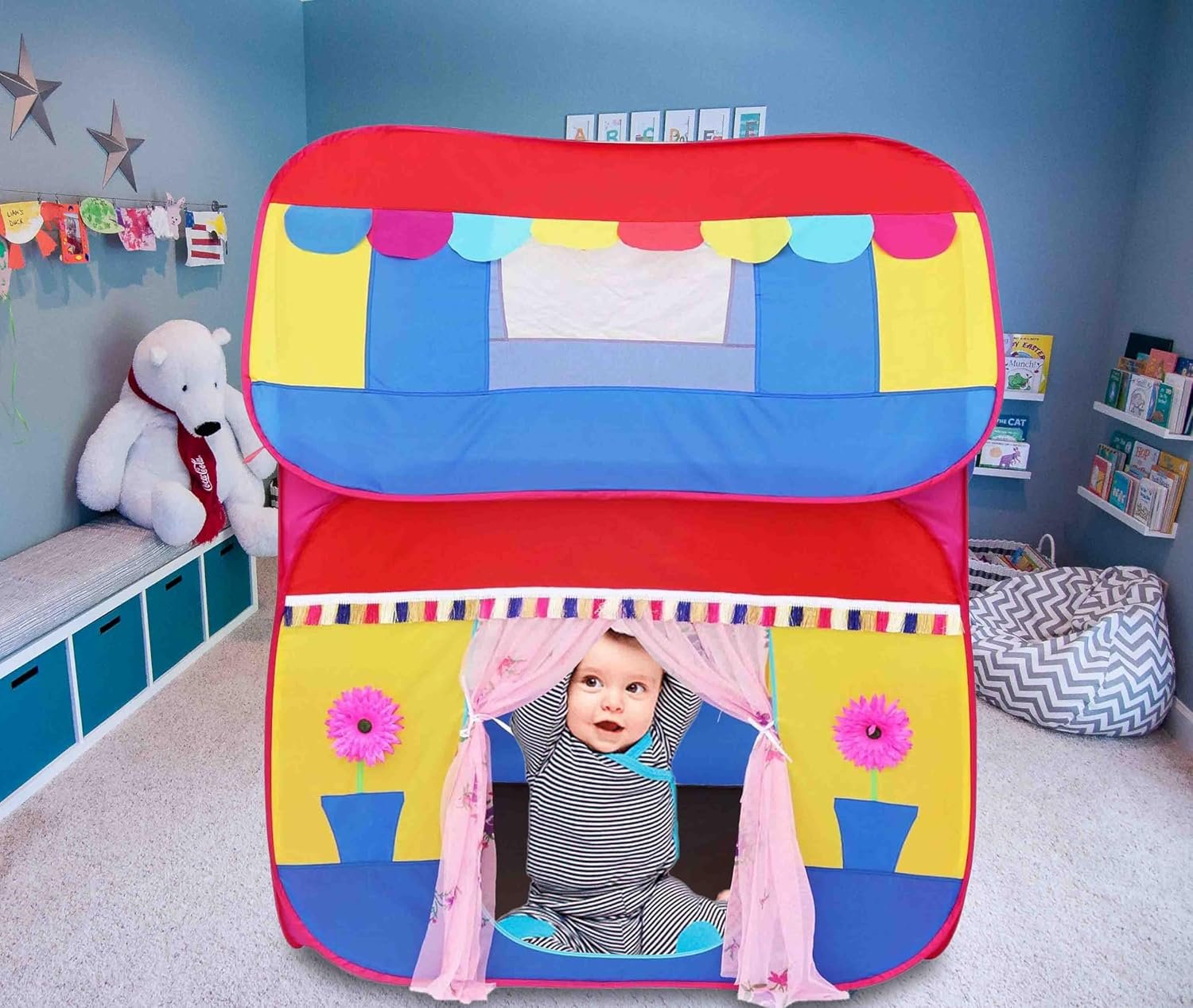 Homecute Foldable Pop Up Hut Type Kids Toys Jumbo Size Play Tent House for Boys and Girls (Big Size Multi) - Image 4