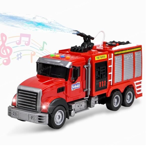 Toyshine 1:14 Scale Friction Powered Realistic Design Fire Rescue Truck with Water Sprinkle Feature | Music & Lights Model Collection Educational Learning Toys for Kids 3-7 Years