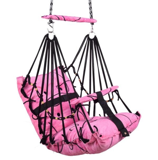 Swing for Kids Cotton Baby Swing Chair for Kids Baby\'s Children Folding and Washable 1-5 Years with Safety Belt/Home, Garden Jhula for Babies | Cradle | (P. Pink)