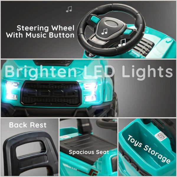 Baybee Ride on Baby Car for Kids | Push Ride on Jeep with Music & LED Light | Portable Ride on Toys Car with Backrest & Storage Basket | Kids Car to Drive 1-3 Years Boys Girls (Green) - Image 4