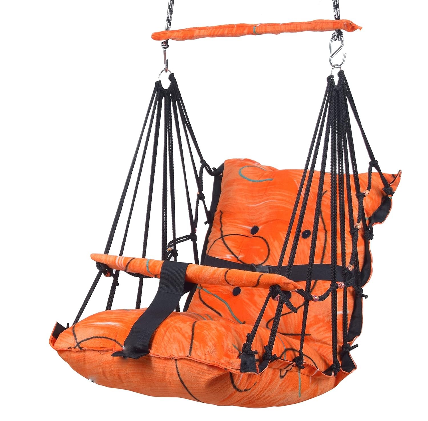 Cotton Baby Hanging Swing for Kids jhula 1-5 Years Swings Cradle Chair uyyala New Born Baby Gifts Foldable and Washable with Safety Belt, Home & Garden (Orange)