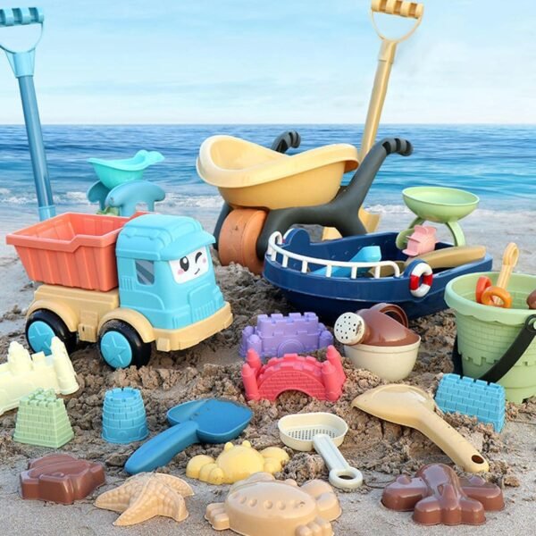 MERISHOPP® 28Pcs Sand Beach Toys Kids Playset for Boys Girls Gifts Trolley|Toys & Hobbies | Games | Other Games|28 Pieces Kids Beach Toys - Image 5