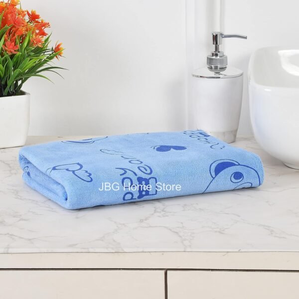 Kids Bath Towel for Girls Boys - Soft Premium Microfiber Quick Drying Towels for Unisex Kids - Cartoon Print Wash Dry Cloth Towel for Babies Toddlers, Pack of 1, 60 x 120 CM, Blue Bear - Image 4