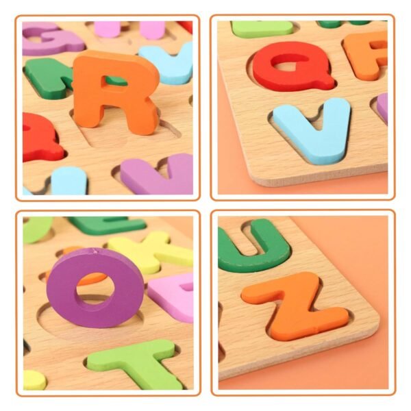 Kidology Wooden Puzzles for Toddlers for Kids Preschool Learning Toys, Wooden Montessori Toddler Puzzles Wooden Alphabet, Number, Shape Puzzles for Kids 2-4 Years Old (Number + Alphabet Puzzle - 2Pcs) - Image 5
