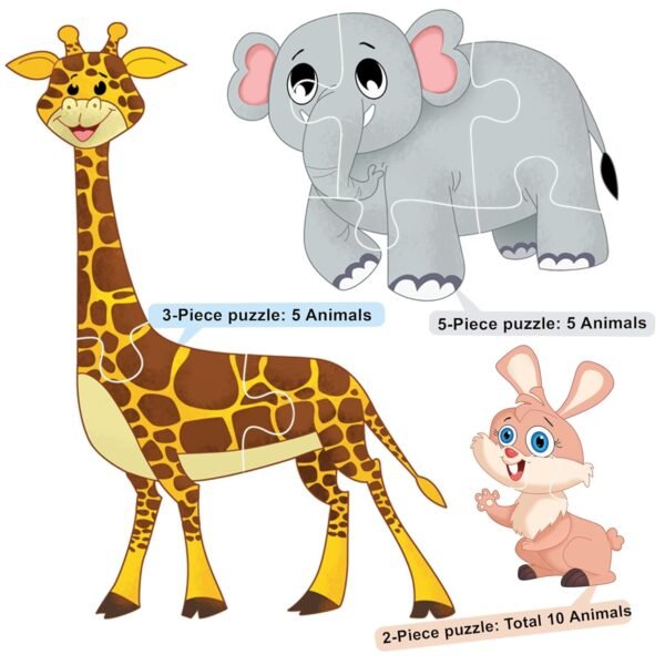 Animal Puzzle for Kids - 60 Piece Animals Jigsaw & Toddler Puzzles with 1 Board Book,Educational Toy for Cognitive Development | Fine-Motor Skills | Age 2+ by Majestic Book Club - Image 3
