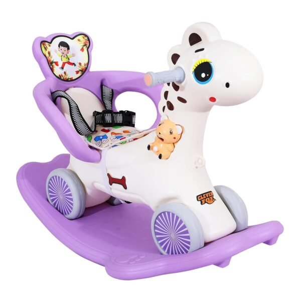 KURB 3-in-1 Ride-on Horse and Rocker for Kids | Multi-Functional | Age 12 Months - 4 Years | Sturdy and Durable | Safety Belt | Child-Safe Plastic (Purple)