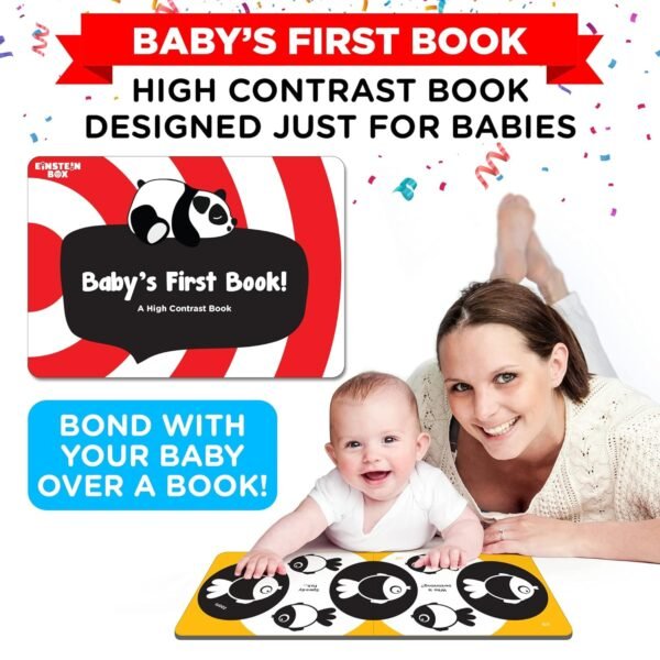Einstein Box Gift Set for Babies and Newborns ages 0-3-6-9-12 Months | High Contrast Flash Cards for Visual Stimulation & Sensory Development | Gift Set of Rattles and High Contrast Book & Flash Cards - Image 4