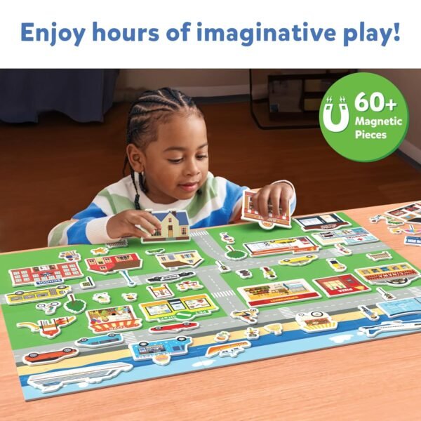 Skillmatics Creative Toy Magnetopia - Design Your City, Interactive Pretend Play Set for Kids, Toddlers, 60+ Magnetic Pieces, Preschool Learning Classic Board Game, Gifts for Unisex Ages 3-7 - Image 4