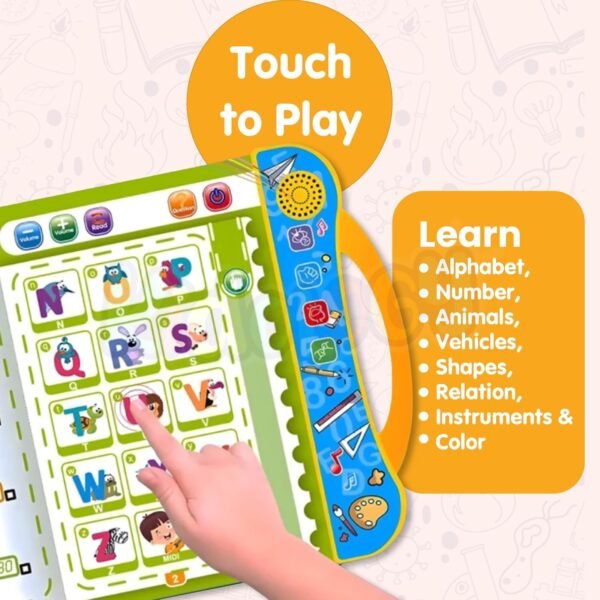 Kidology Electronic Educational Musical Phonetic Learning Interactive Children\'s ABC Letters, Words, Numbers, Shapes, Sound Colorful Talking Book for 0-3 Year Kids - Image 6