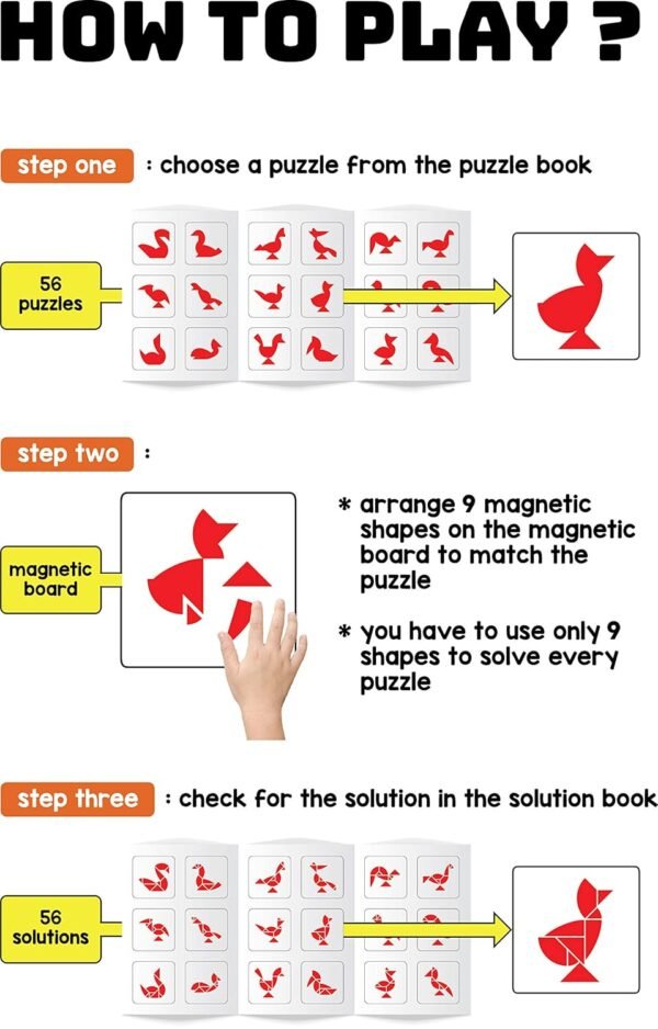Play Panda Brain Booster Set 3 (Junior) - 56 Puzzles Designed to Boost Intelligence - with Magnetic Shapes, Magnetic Board, Puzzle Book and Solution Book - Image 4