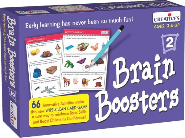 Creative\'s Brain Boosters-2 | Early Learning Skills Cards Game | Educational Game for kids | Children Learning Shapes, Colours, Sizes, Opposite, Letter, Sound | Reinforce Skills for kids | Ages 3 & Up