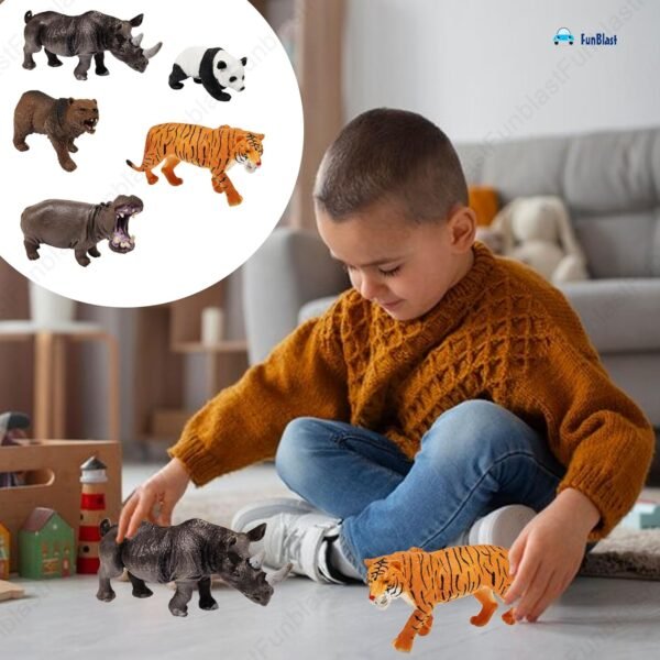 FunBlast Animal Toy Set for Kids – Set of 5 pcs Animal World Figures Play Set Toys for Kids, Animal Toys for Boys & Girls – Multicolor (B) - Image 5