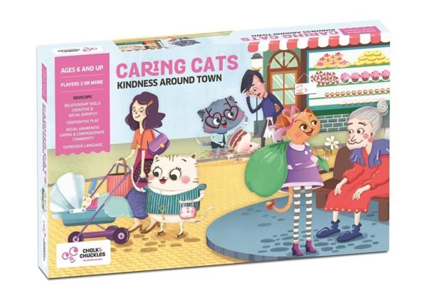 Chalk and Chuckles Kid Caring Cats Kindness Around Town, Board Game, Ages 6-12 Years Old, Family Game, Fun with Values and Learning - Multi Color - Image 6