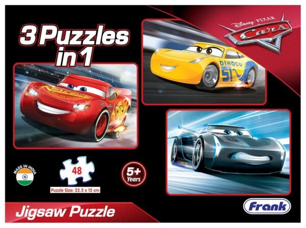 Frank Disney Pixar Cars 3 (48 Pieces) 3 in 1 Jigsaw Puzzle for Kids Above 5+ Years - Fun & Challenging Brain Booster Games - for Focus and Memory - 11314