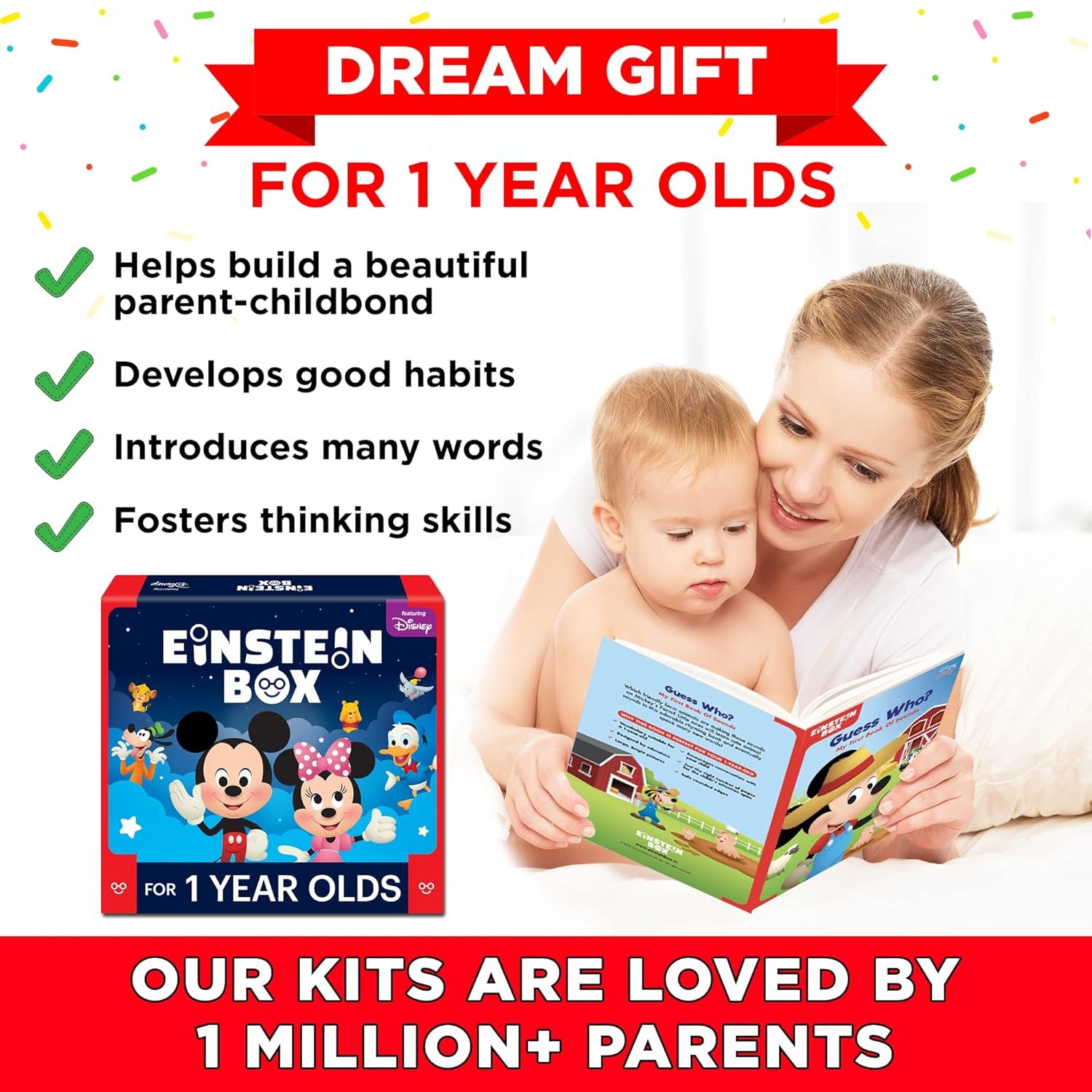 Einstein Box Featuring Disney for 1-Year-Old Boys/Girls Toddler| Board Books and Pretend Play Gift Pack| Learning and Educational Toys| with Mickey and Minnie Mouse| Winnie The Pooh (1 Box Set) - Image 6
