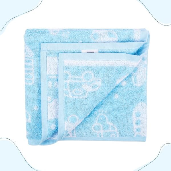 Mee Mee Bamboo Cotton Premium Baby Washcloth, Washable & Reusable, Extra Soft Face Towels for Newborns, Kids, Toddlers, Infants - Car Print, Light Blue 90X90 CM - Image 5