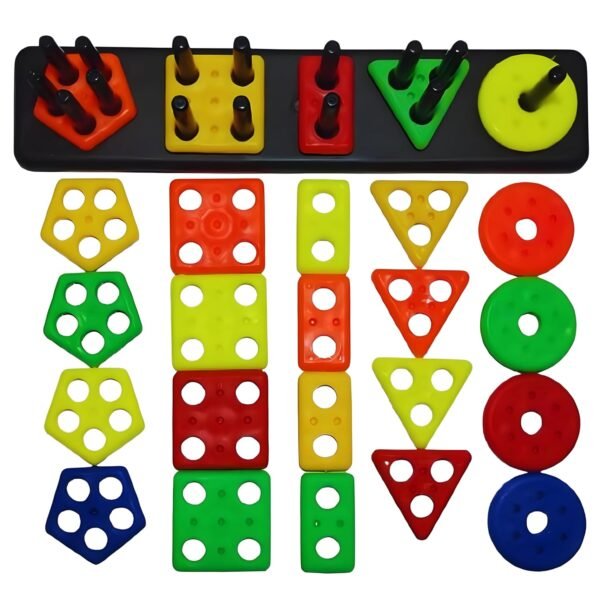 Colourful Shape Sticker Geometric Shape Toys for Kids, Sorting &Stacking Toy for Toddler and Kids, Colour Stacker Shape Sorter Educational Learning Toy for 1-5 Years Old Boys and Girls - Image 5