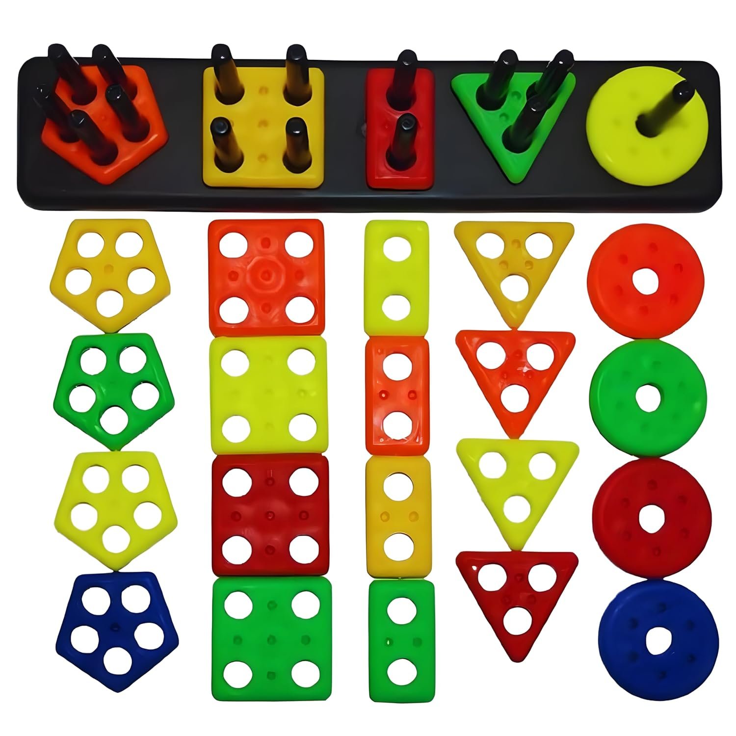 Colourful Shape Sticker Geometric Shape Toys for Kids, Sorting &Stacking Toy for Toddler and Kids, Colour Stacker Shape Sorter Educational Learning Toy for 1-5 Years Old Boys and Girls - Image 5