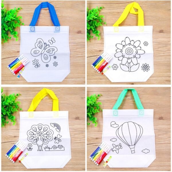 5 Pieces DIY Graffiti Bag with Coloring Pens for Ages 3-8 Years Old Boy Girl - Image 4