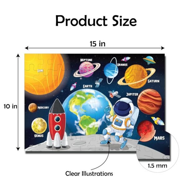 Jigsaw Puzzle Educational and Learning Toy Gift for Kids for Age 5 6 7 Years Boys and Girls | 60 Pieces | Size 15X10 Inches (Solar + India + World) - Image 3