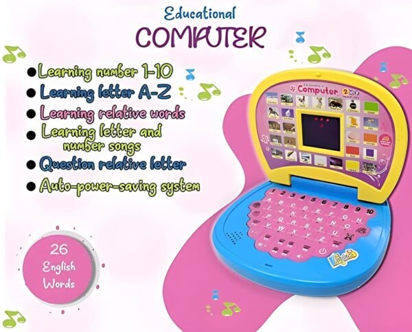 Fun express Kids Laptop Computer Toy Baby Laptops for Kids 1 2 3-6 Years Activity Electronics Number & Alphabet Charts for Kids Learning Educational Toy with Sound and Music (Laptop Blue Small) - Image 5