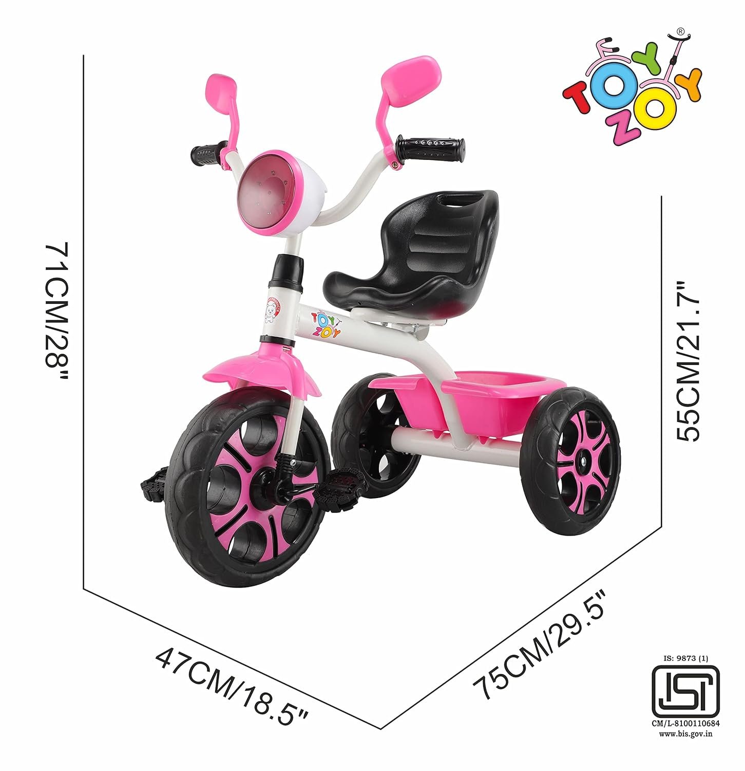 Melody Lite Kids|Baby Trike|Tricycle with Light and Music for Kids|Boys|Girls|Cycle for Kids 1-4 Years TZ-545(Pink) - Image 2
