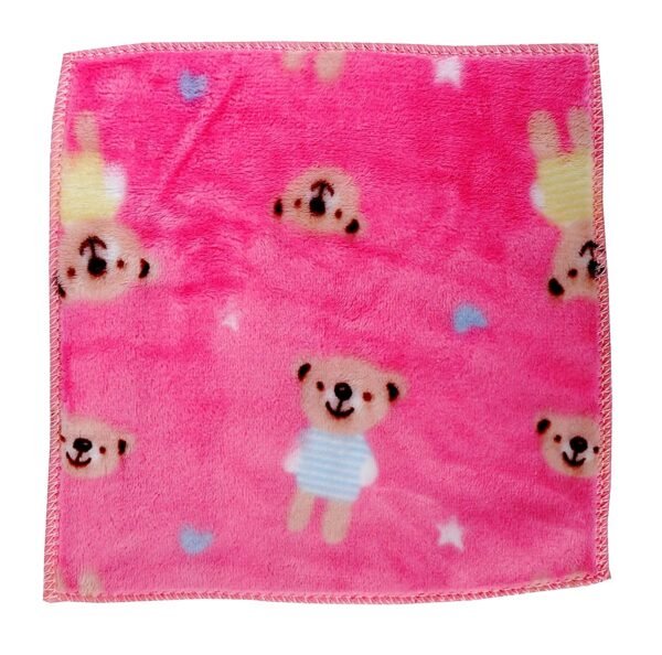 Unisex Soft Fluffy Thick Cotton Teddy Bear Print Face Towel/Handkerchief Set of 12 (10X10 Inches) - Image 4