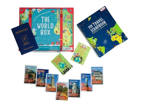 CocoMoco Kids World Map Game for Kids - Learn Geography with World Map Poster for Wall, Country Trump Cards Game for Kids, Fake Passport, Travel Scrapbook, Birthday Gift for boys, girls 5 6 7 8 9 10 12 years - Image 6