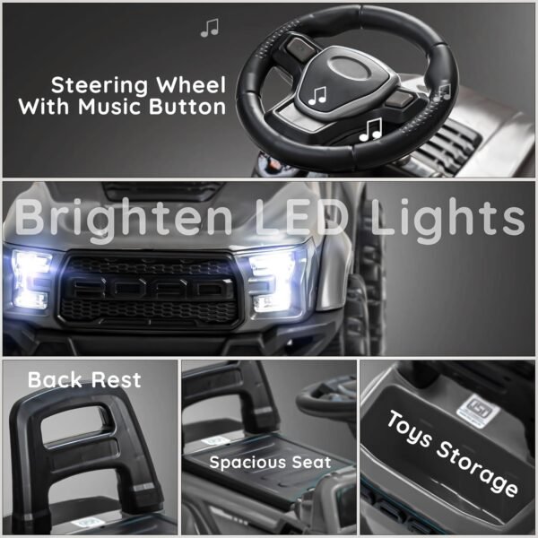 Baybee Ride on Baby Car for Kids | Push Ride on Jeep with Music & LED Light | Portable Ride on Toys Car with Backrest & Storage Basket | Kids Car to Drive 1-3 Years Boys Girls (Grey) - Image 4