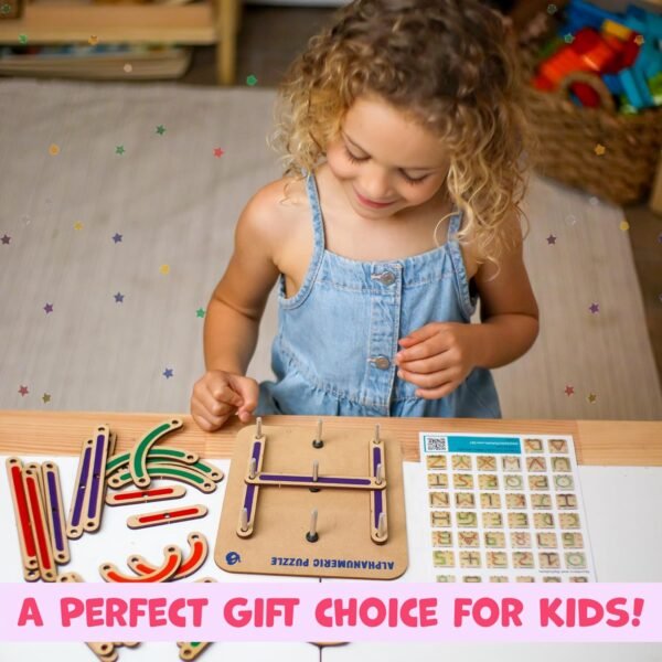 Butterfly EduFields Butterflyedufields Wooden Alphabet Puzzle, Educational Toys for Kids 3-5 Years, ABC Numbers Shapes, Montessori Building Blocks - Image 2