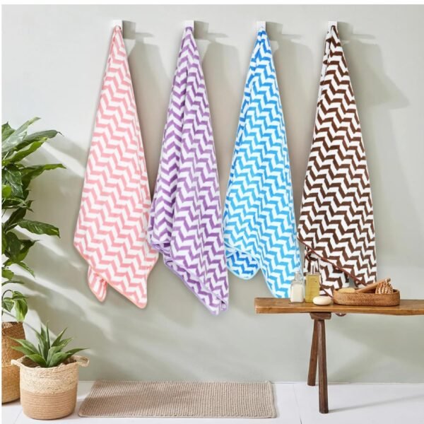 Luxury Ultra Soft Bath Towel Large Size (70 x 140 cm) for Kids & Adults | Super Absorbent Towels for Bathroom, Home, Hotel, Travel, Beach, & Spa | Daily Use Pack of 2 (Multicolor) - Image 6