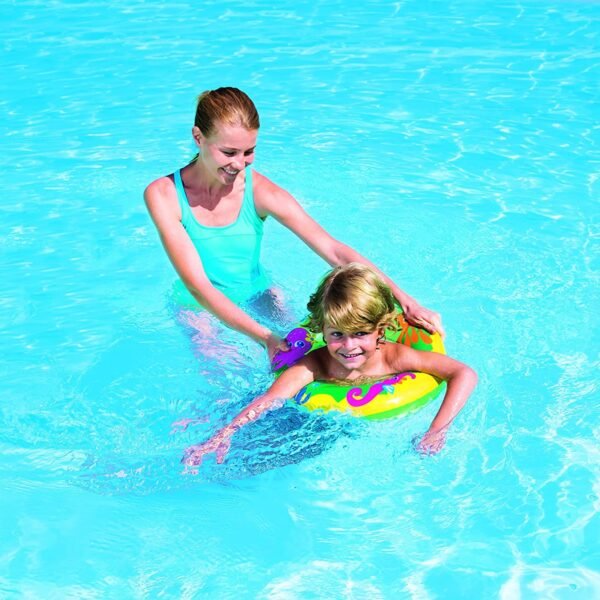 Pool Party Swimming Ring Kids Learing Ring for Girls and Boys Swimming Tube (6-10Year) (Size - 24\'\'inch) (Multi Color) (1 PIS) - Image 2