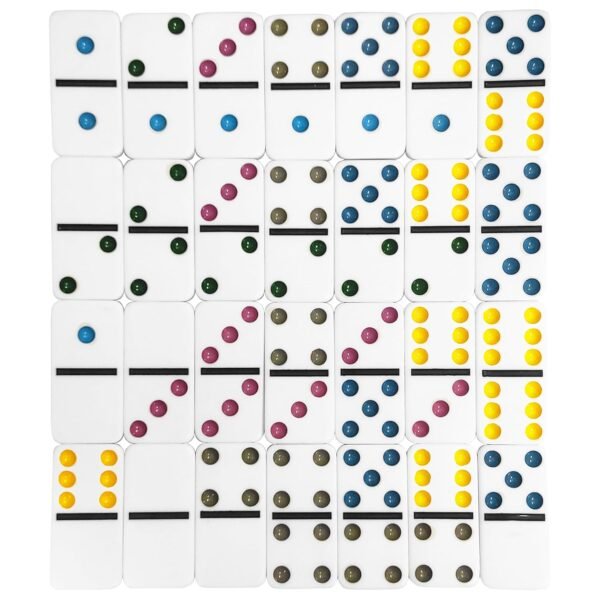 VGRASSP 28 Pcs Double Six Color Dot Domino Set Toy for Kids with Portable Travel Zipper Bag - Classic Dominos Game for Kids, Adults, and Family Game Nights - Color As Per Stock (Zipper Bag) - Image 6