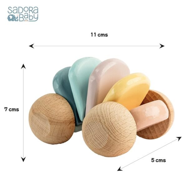 Vroom Vroom Wooden Rattle - Car shaped Made from hardwood, Non toxic colours, Odourless Colours, Natural and environment friendly, Pack of 1, Colourful toy car, Wooden toys, Wooden rattle, Montessori toy, child safe, development toy, Vrrom Vrrom Wooden Rattle - Image 2