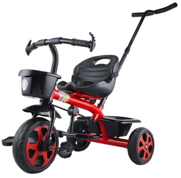 Lite Kids|Baby Trike|Tricycle with Dual Storage Basket for Kids|Boys|Girls Age Group 2 to 5 Years (with Parental Handle, Red)