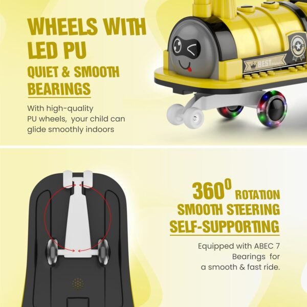 Train Car for Kids 1 Year+ | 2 Year+ | Baby Panda Swing Car | Ride On Car for Kids | Musical Twister Toy Car Magic | Best Birthday Gift for 1-5 Years Baby | Upto 100kg (Yellow) - Image 5