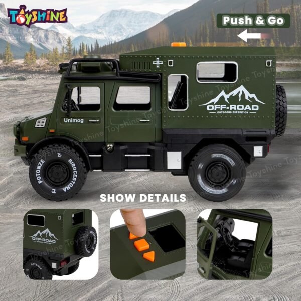 Toyshine Friction Powered Battle Field Military Truck Toy with Opening Doors, Light & Music Model Collection Educational Learning Toys for Kids 3-7 Years, Multi - Image 5