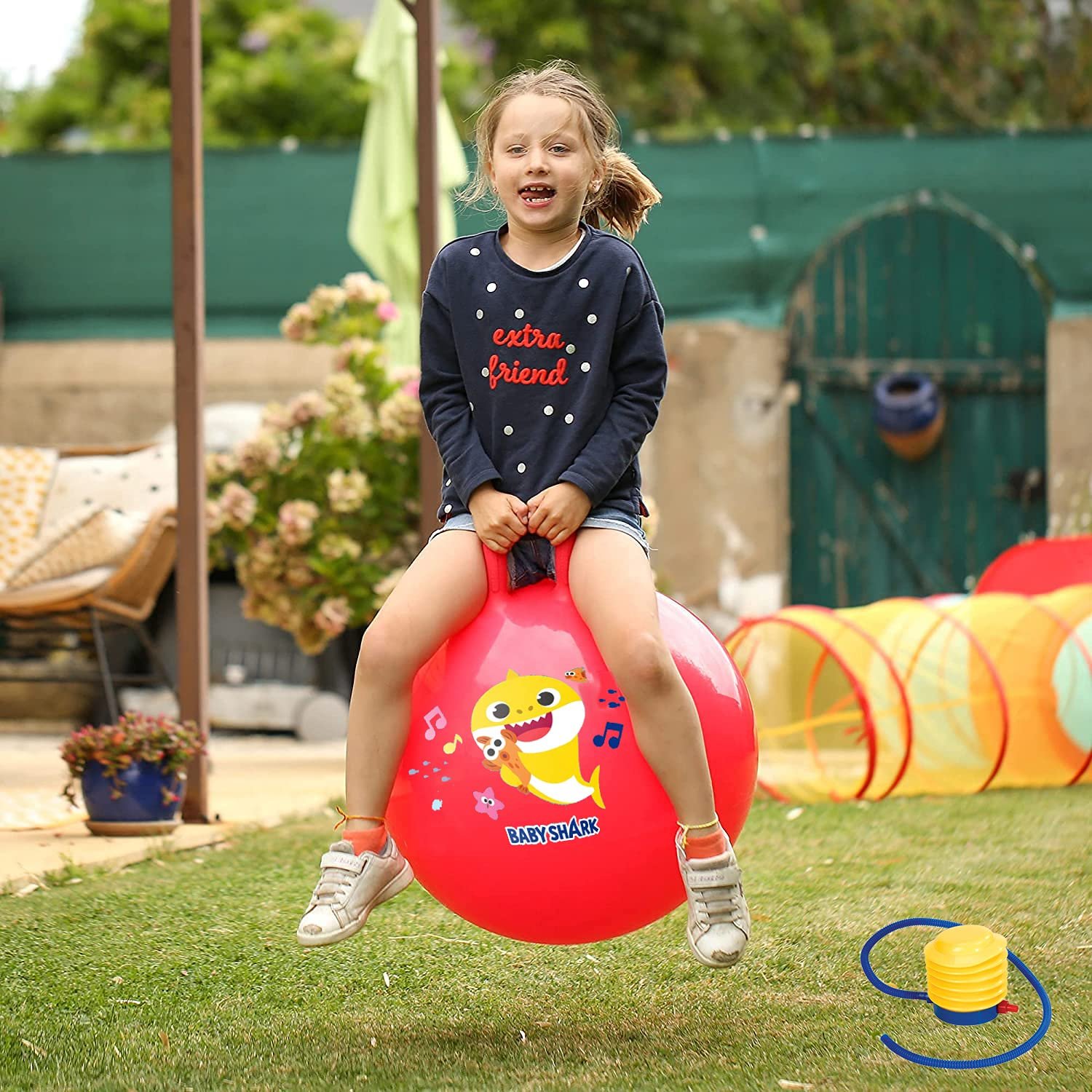 Hopper Ball for Kids Ages 3-6 Year Hop-Pity Hop Ball, Hopping Ball, Bouncy Ball with Handles, Sit & Bounce, Kangaroo Bouncer, Jumping Ball Pump Included || Multi Color
