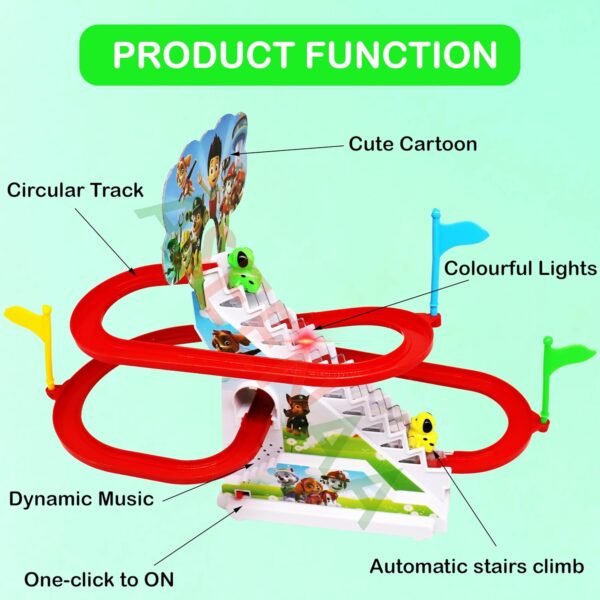 Musical Funny Dog Slide Automatic Stair-Climbing Dog Race Track Set Escalator Toy with Lights and Music for Kids - 3 Dogs Included (Pack of 1,Multicolor) - Image 5