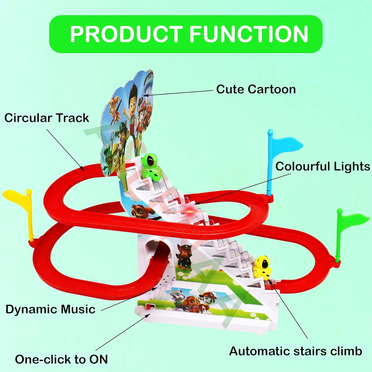 Musical Funny Dog Slide Automatic Stair-Climbing Dog Race Track Set Escalator Toy with Lights and Music for Kids - 3 Dogs Included (Pack of 1,Multicolor) - Image 5