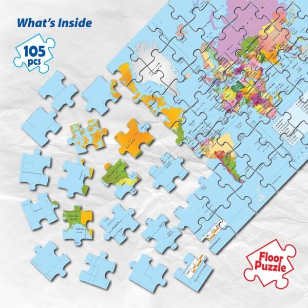 Play & Learn Funskool World Map, Jigsaw Puzzle Game for Kids, 105 Pieces, Educational, Learning & Development, Fun Activity Toy for Childrens, Gift Set for Kid, Age 6+ Years - Image 5