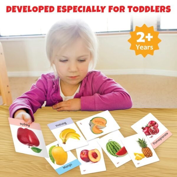 Big Flash Cards for Kids: Fruits | 32 Double-Sided Picture Cards, Durable & Water Resistant | Early Learning & Development Toy for Preschoolers & Toddlers 2-6 Years | Can Be Wiped Clean - Image 2