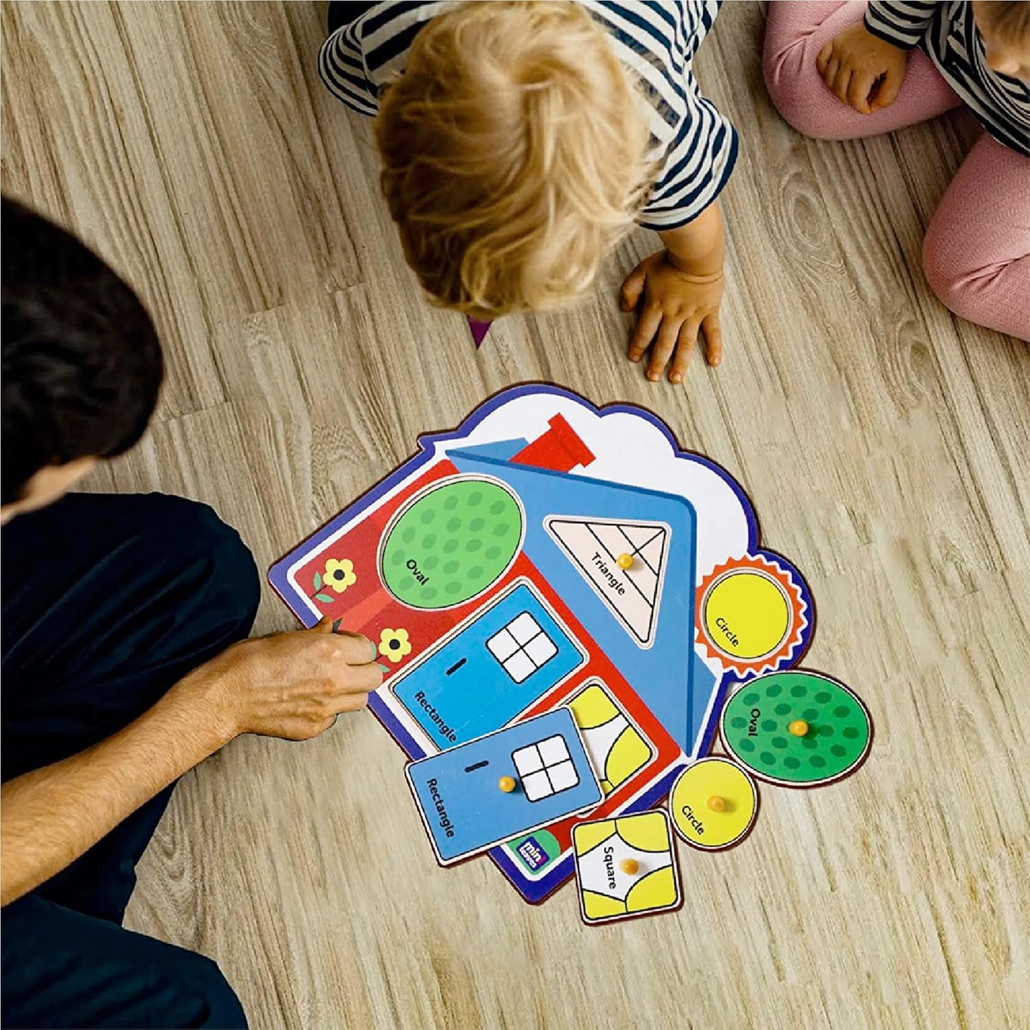 My First Shapes Wooden Knob Puzzle - Kids Toys for 2-5 Years Boy, Toys for 2+ Year Old Boy, Educational Shape Sorter with Jumbo Knobs, Zero Plastic, Easy to Hold - Image 2